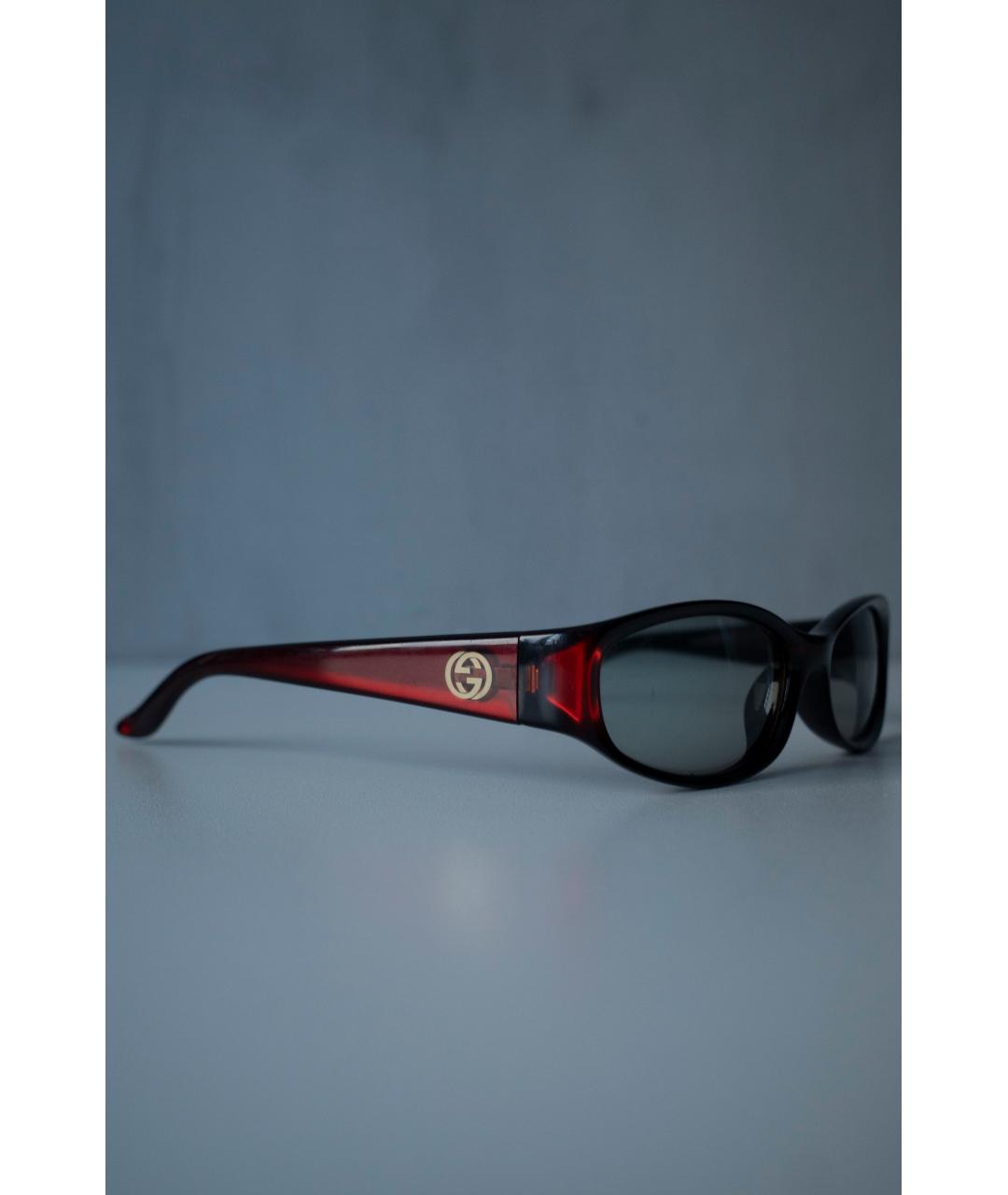 GUCCI Бордовые пластиковые солнцезащитные очки, фото 3