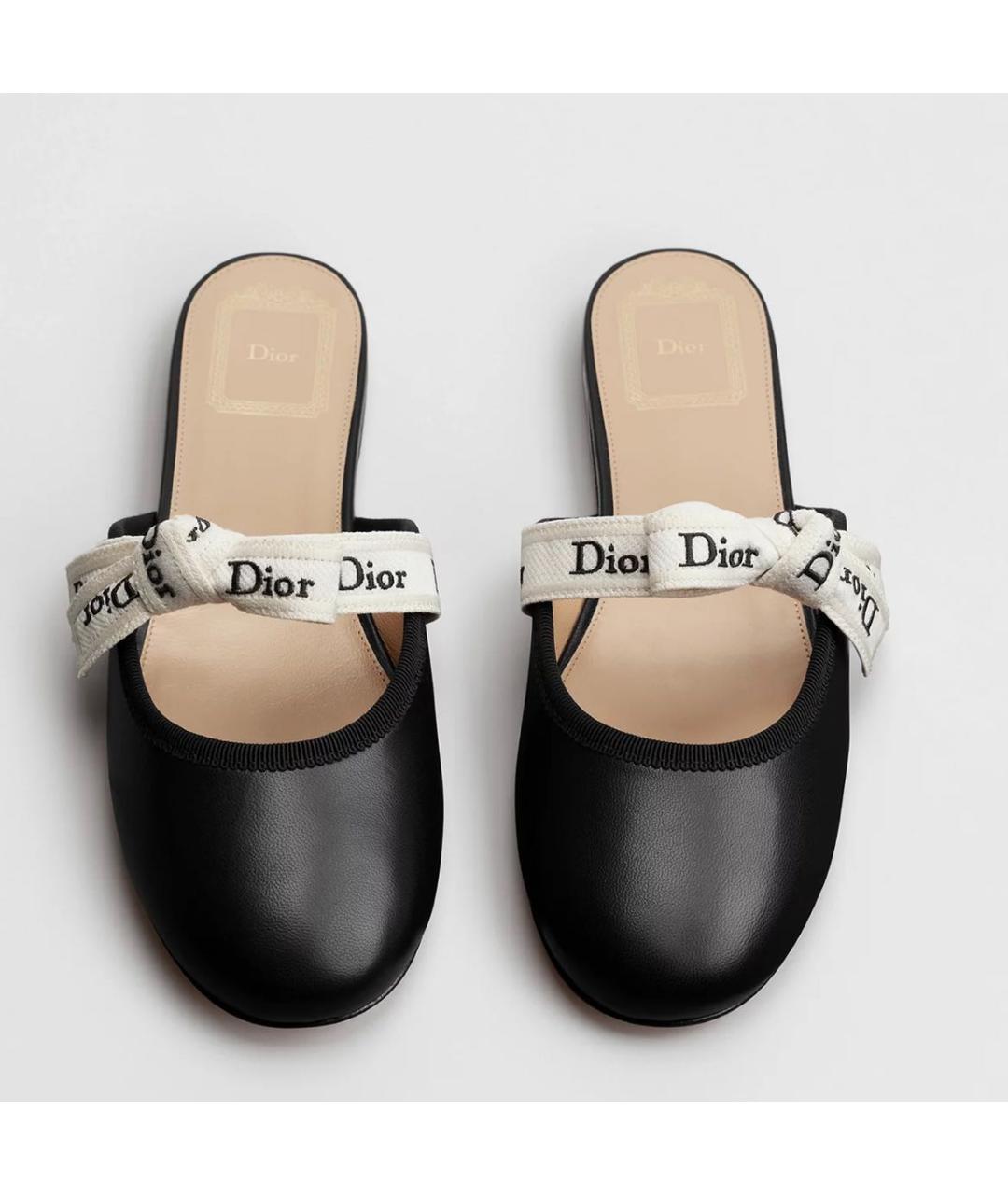 CHRISTIAN DIOR Черные кожаные мюли, фото 2