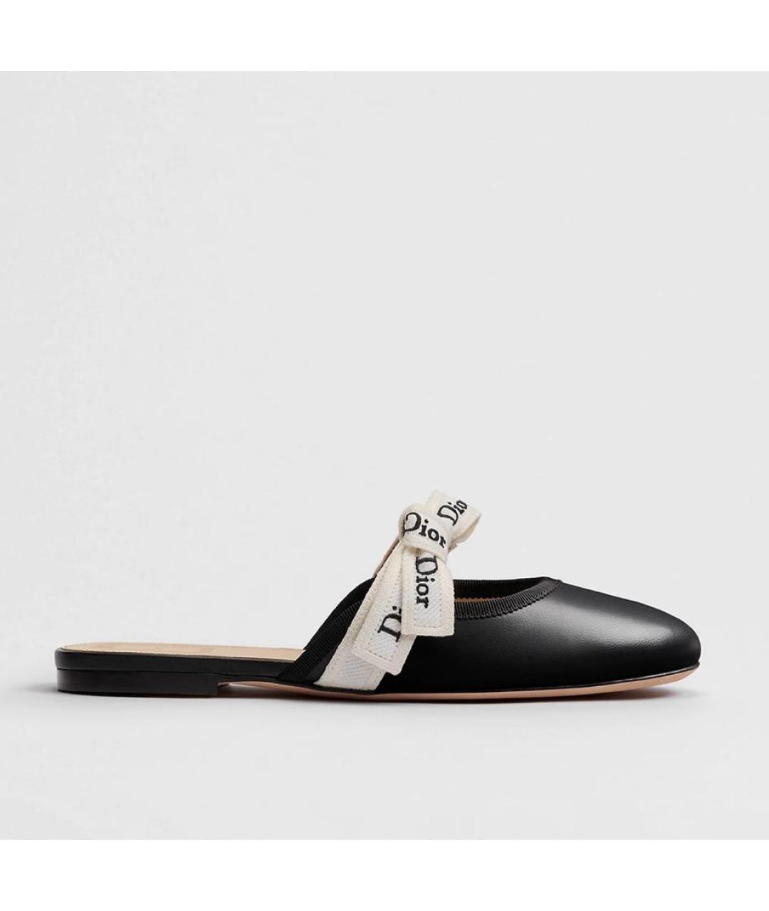 CHRISTIAN DIOR Черные кожаные мюли, фото 4