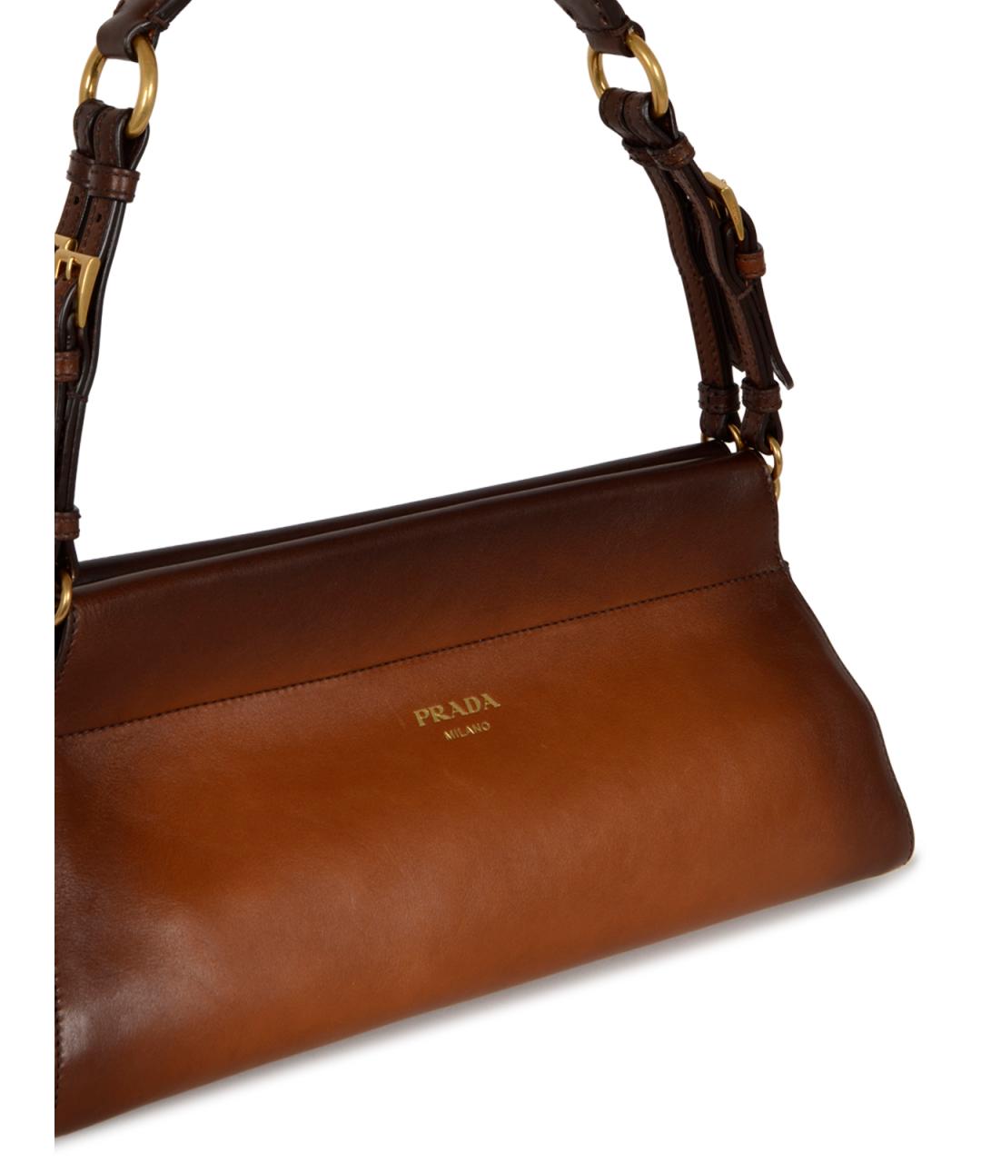 PRADA Коричневая кожаная сумка через плечо, фото 4