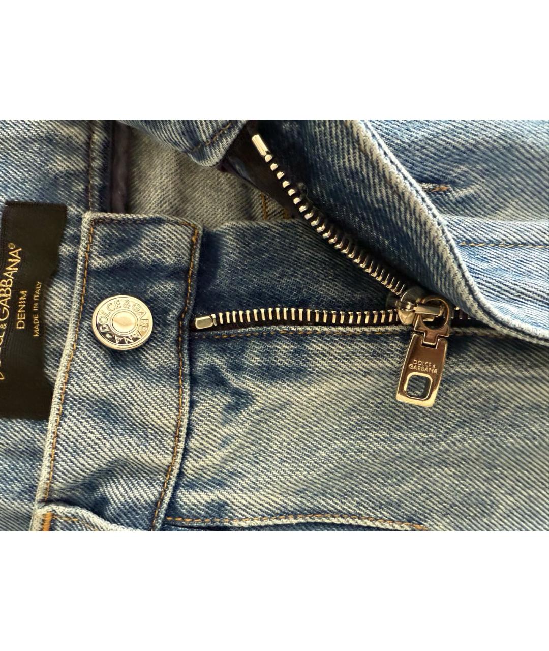 DOLCE&GABBANA Голубые хлопковые джинсы слим, фото 3