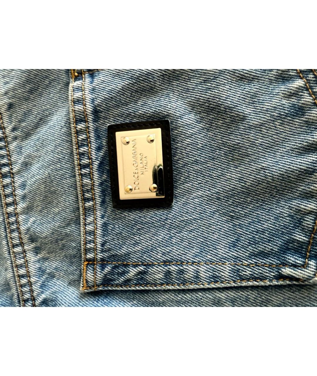 DOLCE&GABBANA Голубые хлопковые джинсы слим, фото 5