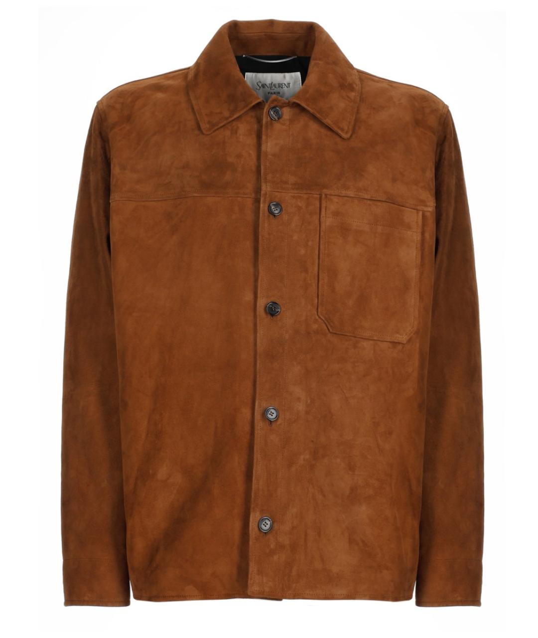 SAINT LAURENT Коричневая кожаная куртка, фото 1