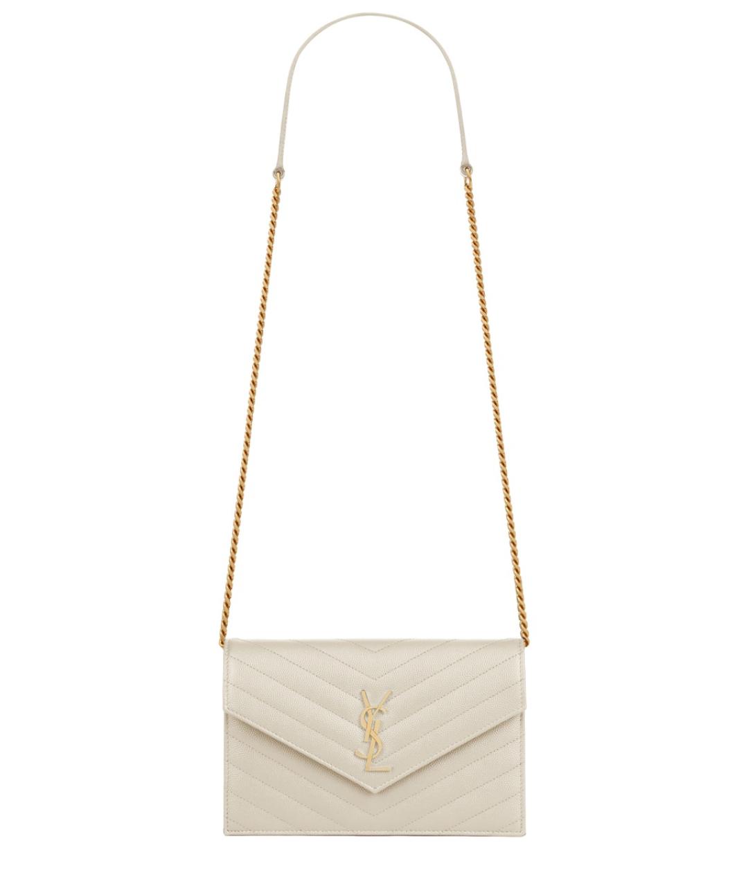 SAINT LAURENT Белая кожаная сумка через плечо, фото 1