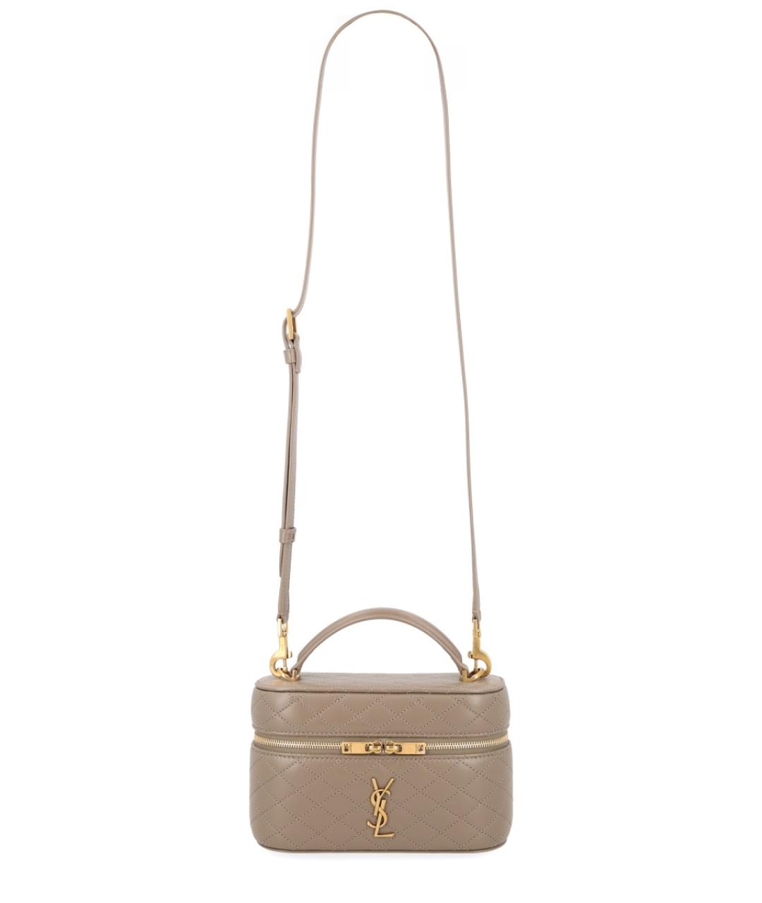 SAINT LAURENT Бежевая кожаная сумка через плечо, фото 1