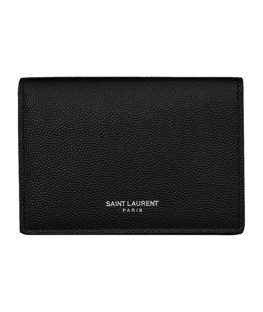 SAINT LAURENT Черный кожаный кошелек, фото 1