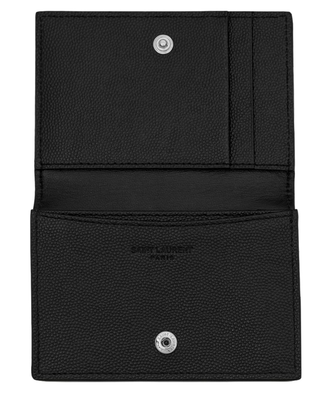 SAINT LAURENT Черный кожаный кошелек, фото 3