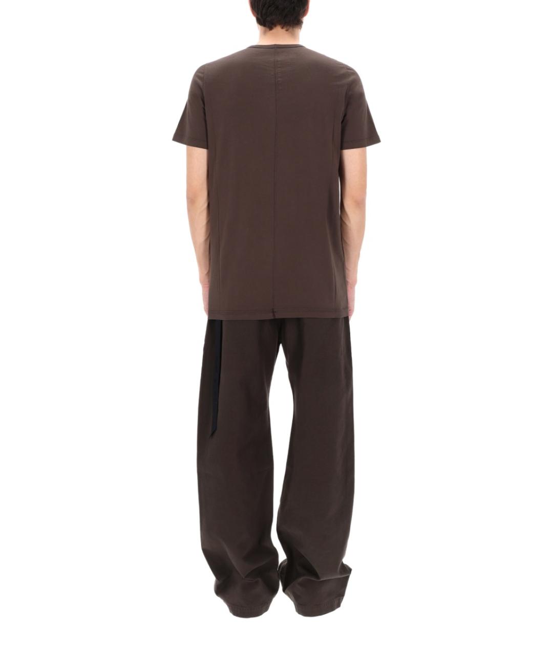 RICK OWENS DRKSHDW Коричневая хлопковая футболка, фото 4