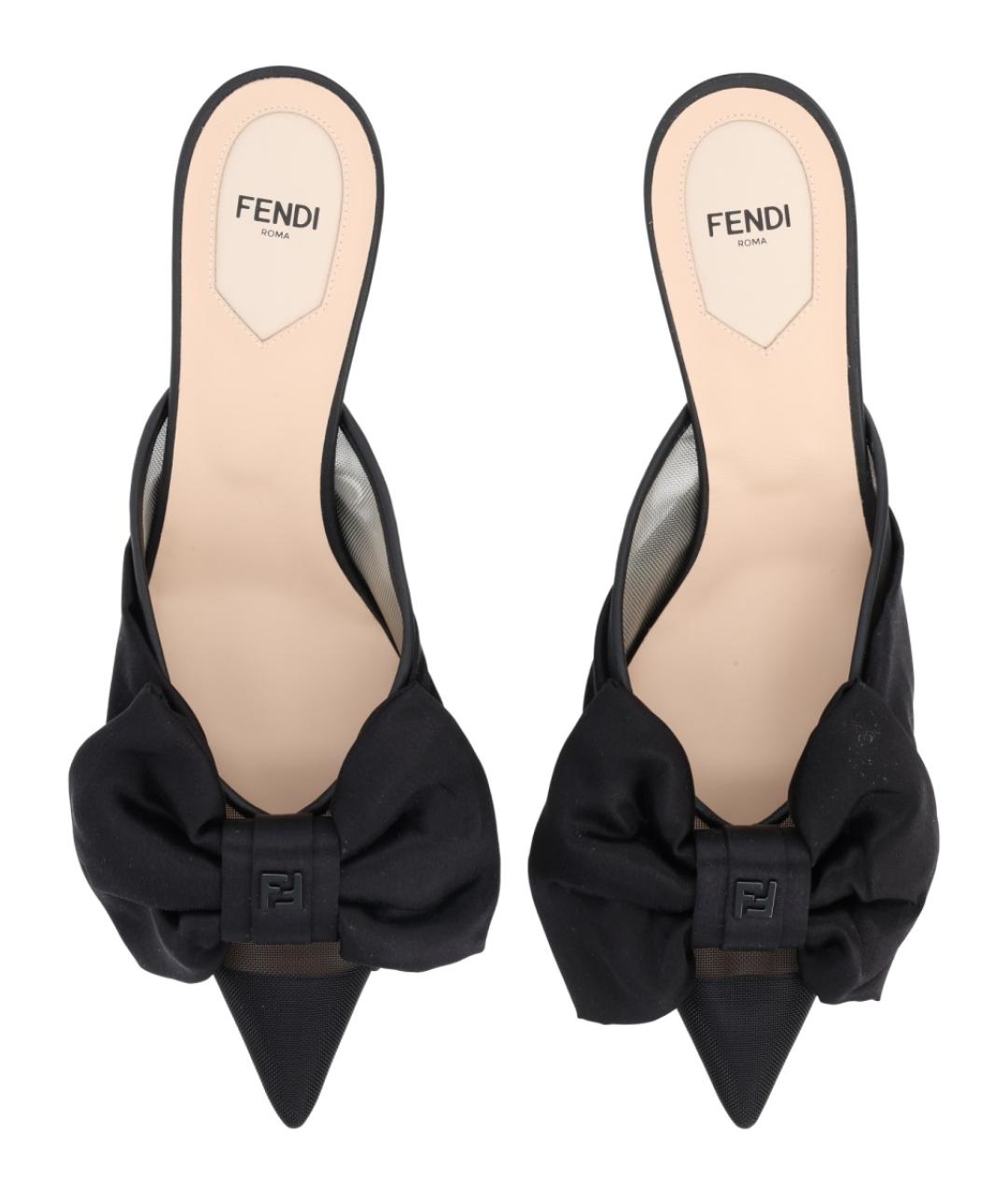 FENDI Черные текстильные мюли, фото 5