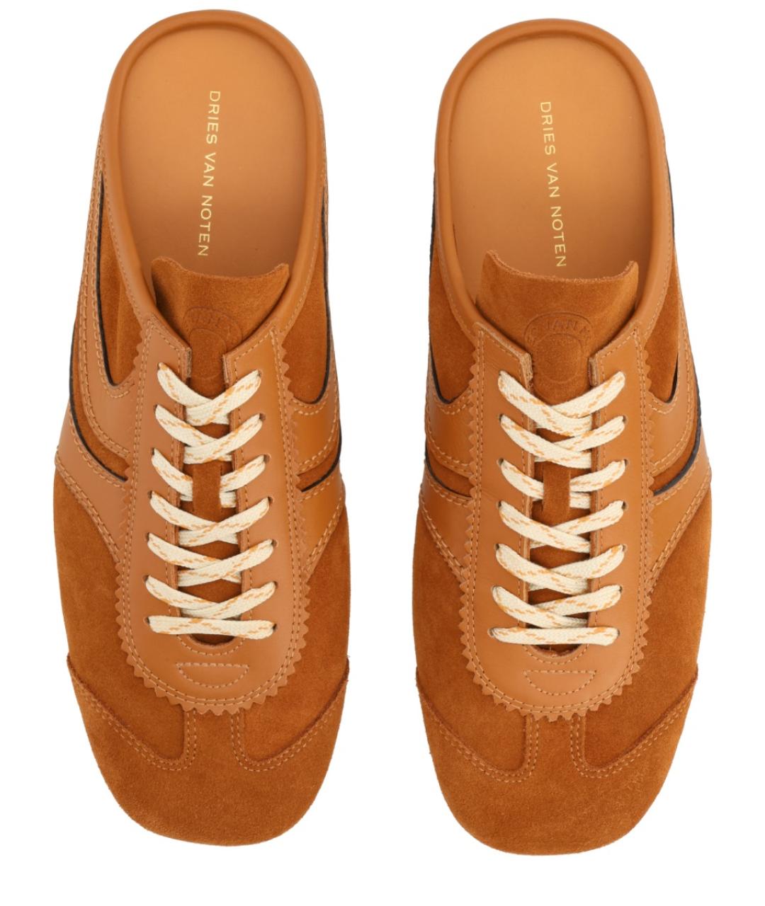 DRIES VAN NOTEN Коричневые замшевые низкие кроссовки / кеды, фото 5