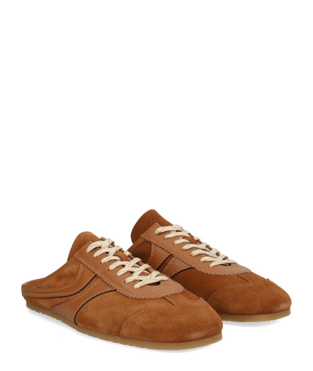 DRIES VAN NOTEN Коричневые замшевые низкие кроссовки / кеды, фото 2