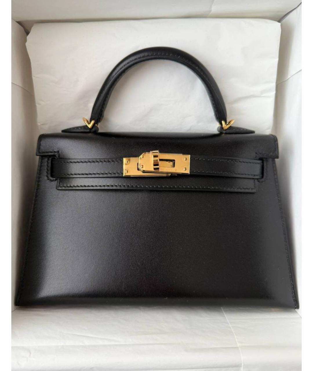 HERMES Черная кожаная сумка с короткими ручками, фото 2