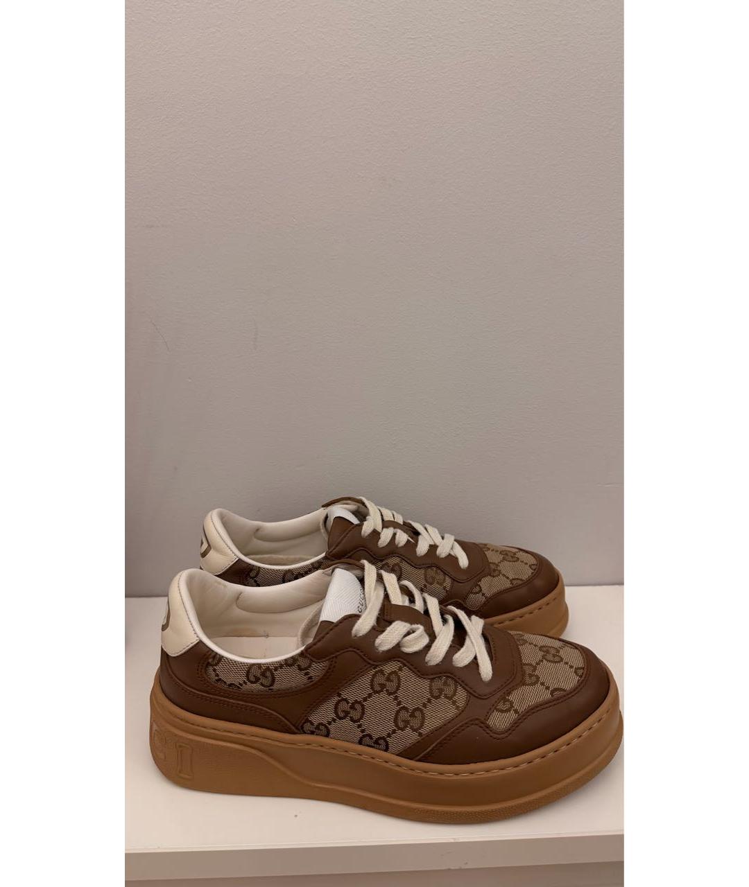 GUCCI Коричневые кожаные кроссовки, фото 9