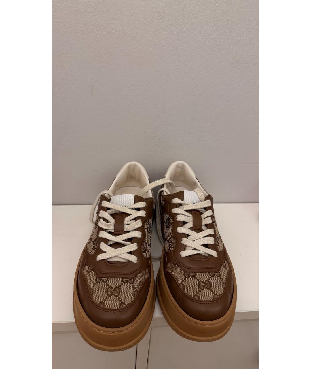 GUCCI Коричневые кожаные кроссовки, фото 2