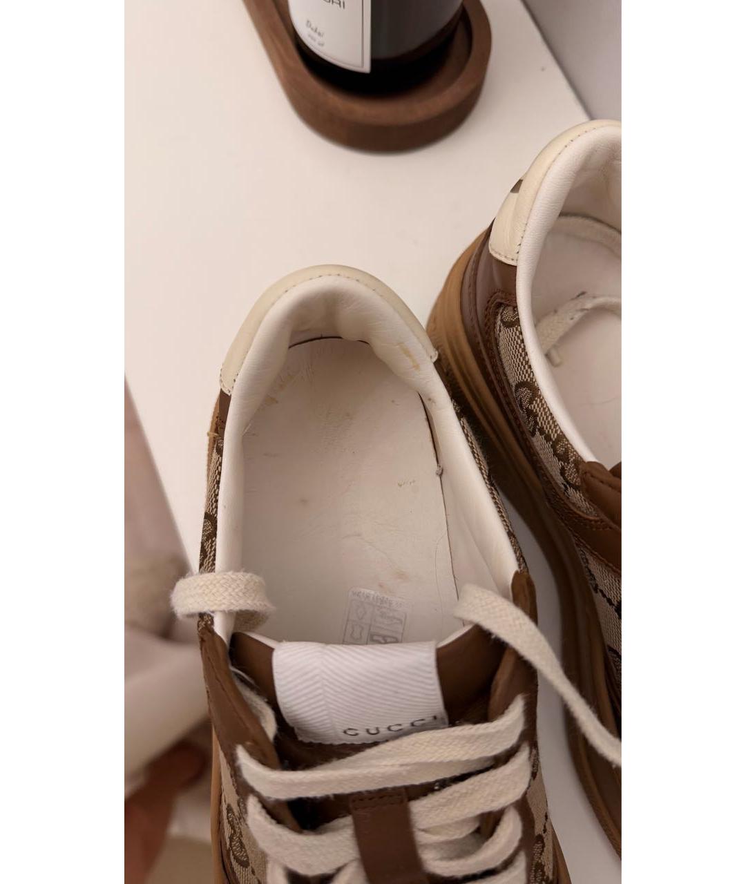 GUCCI Коричневые кожаные кроссовки, фото 6