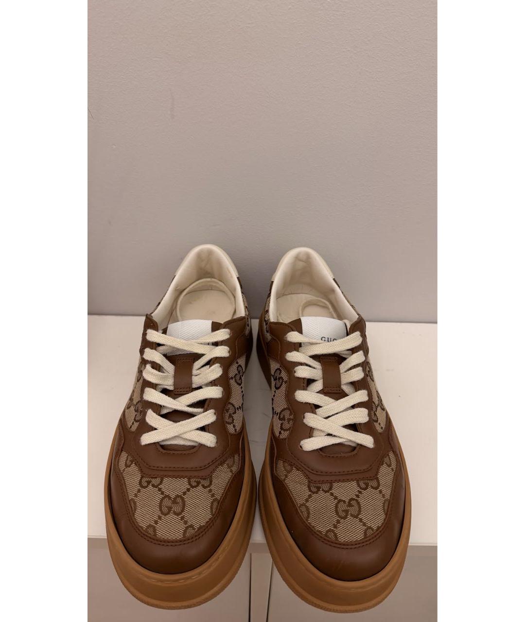 GUCCI Коричневые кожаные кроссовки, фото 3