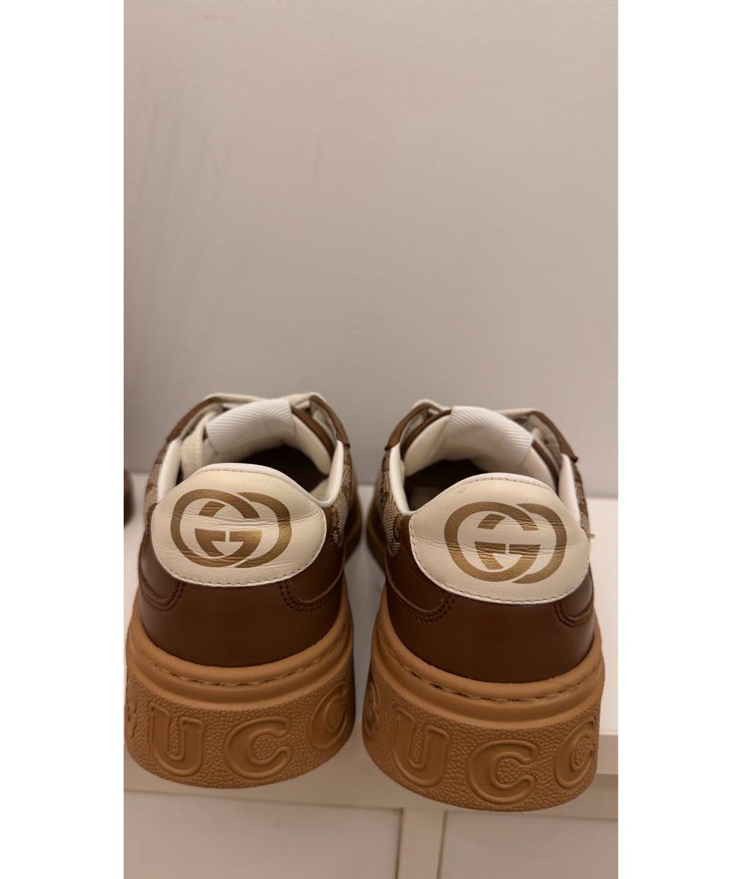 GUCCI Коричневые кожаные кроссовки, фото 4