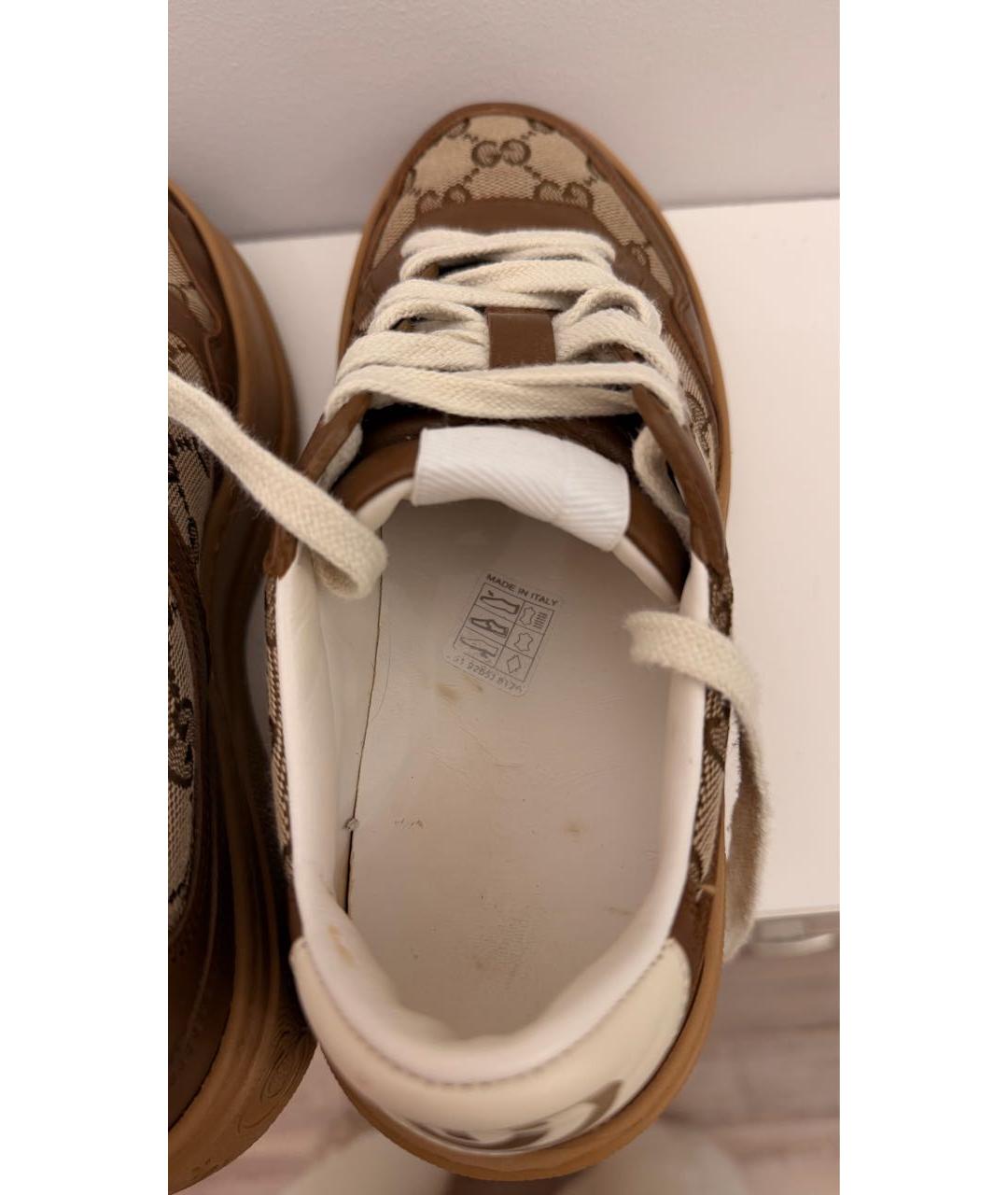 GUCCI Коричневые кожаные кроссовки, фото 5