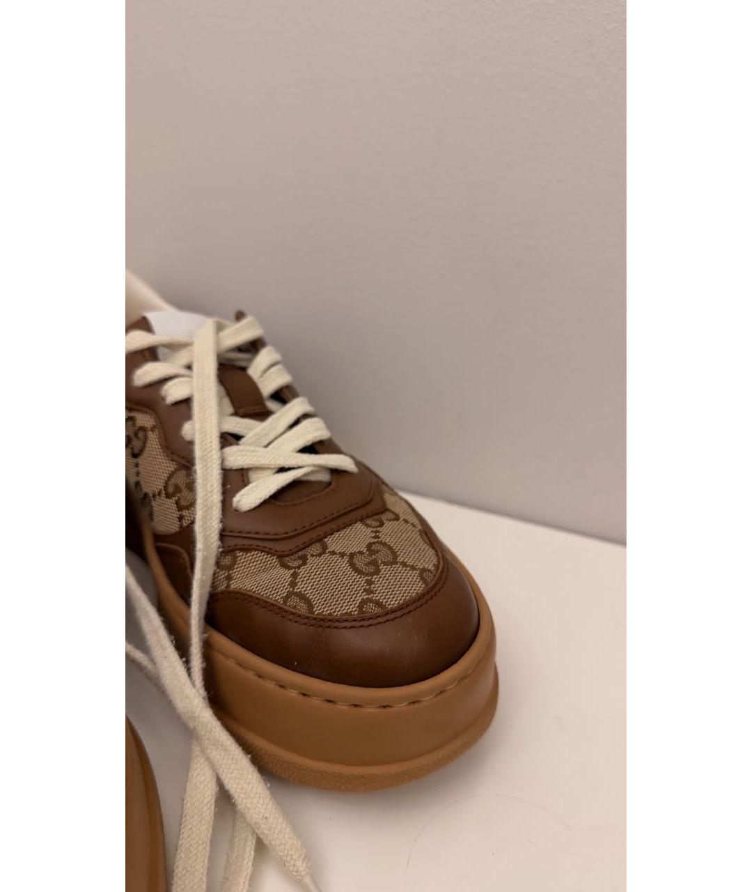 GUCCI Коричневые кожаные кроссовки, фото 8