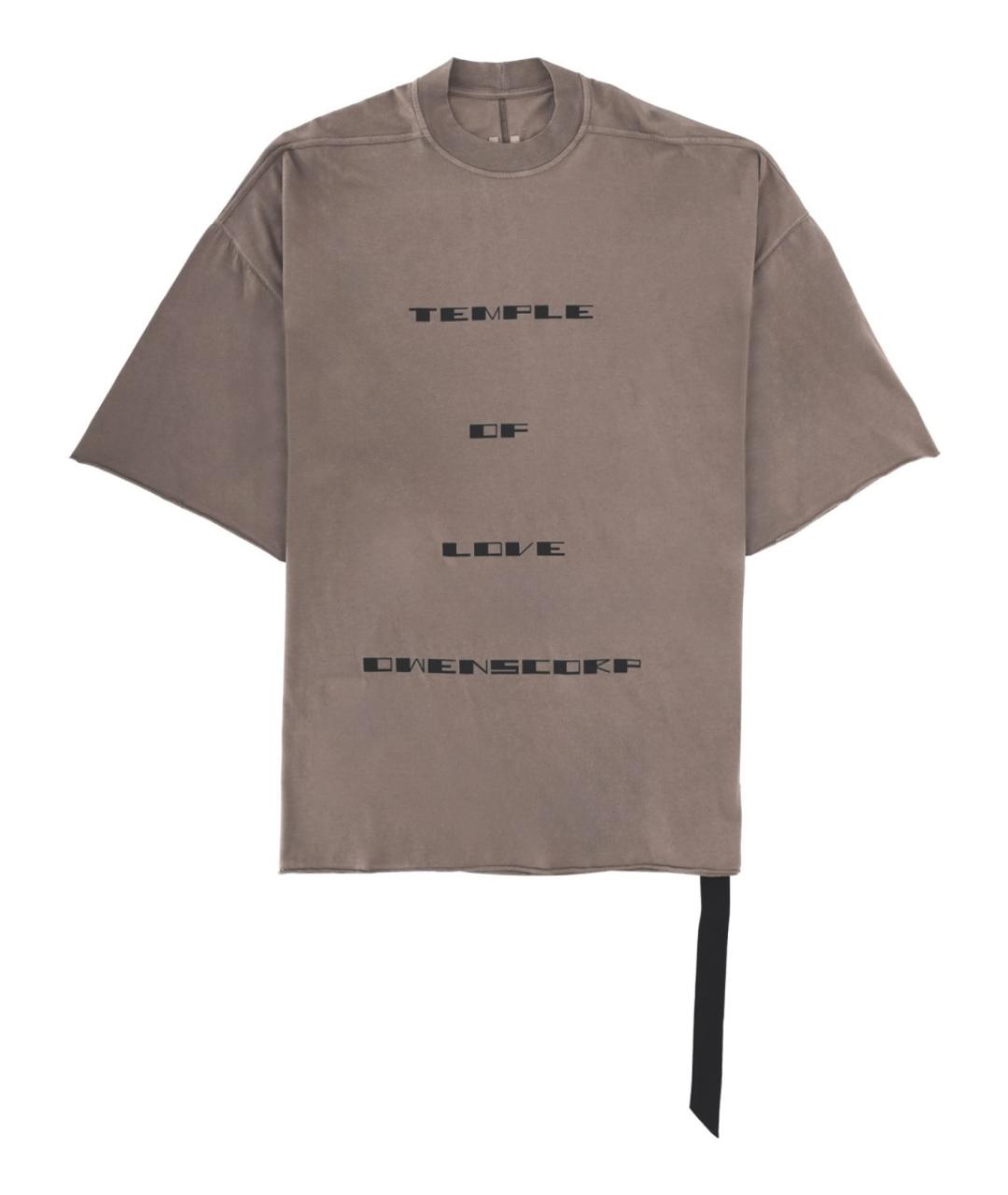 RICK OWENS DRKSHDW Коричневая хлопковая футболка, фото 1