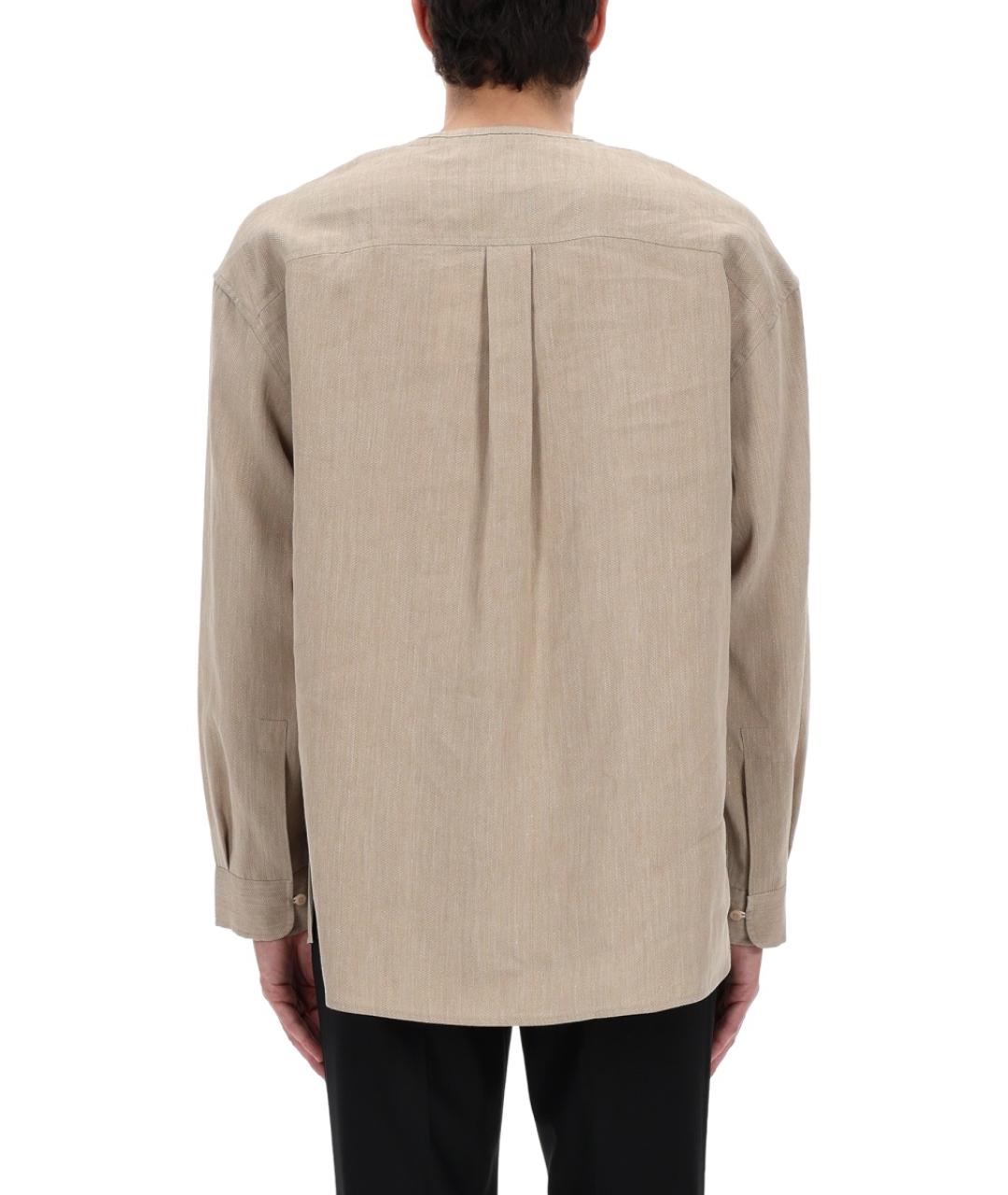 JACQUEMUS Бежевая льняная кэжуал рубашка, фото 5