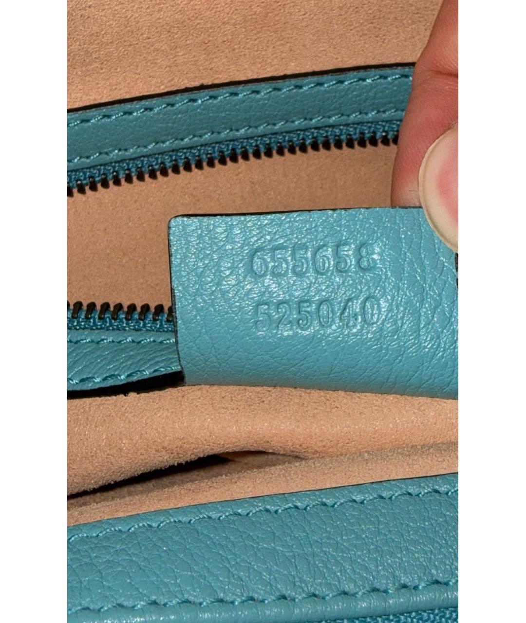 GUCCI Бирюзовая кожаная сумка с короткими ручками, фото 5