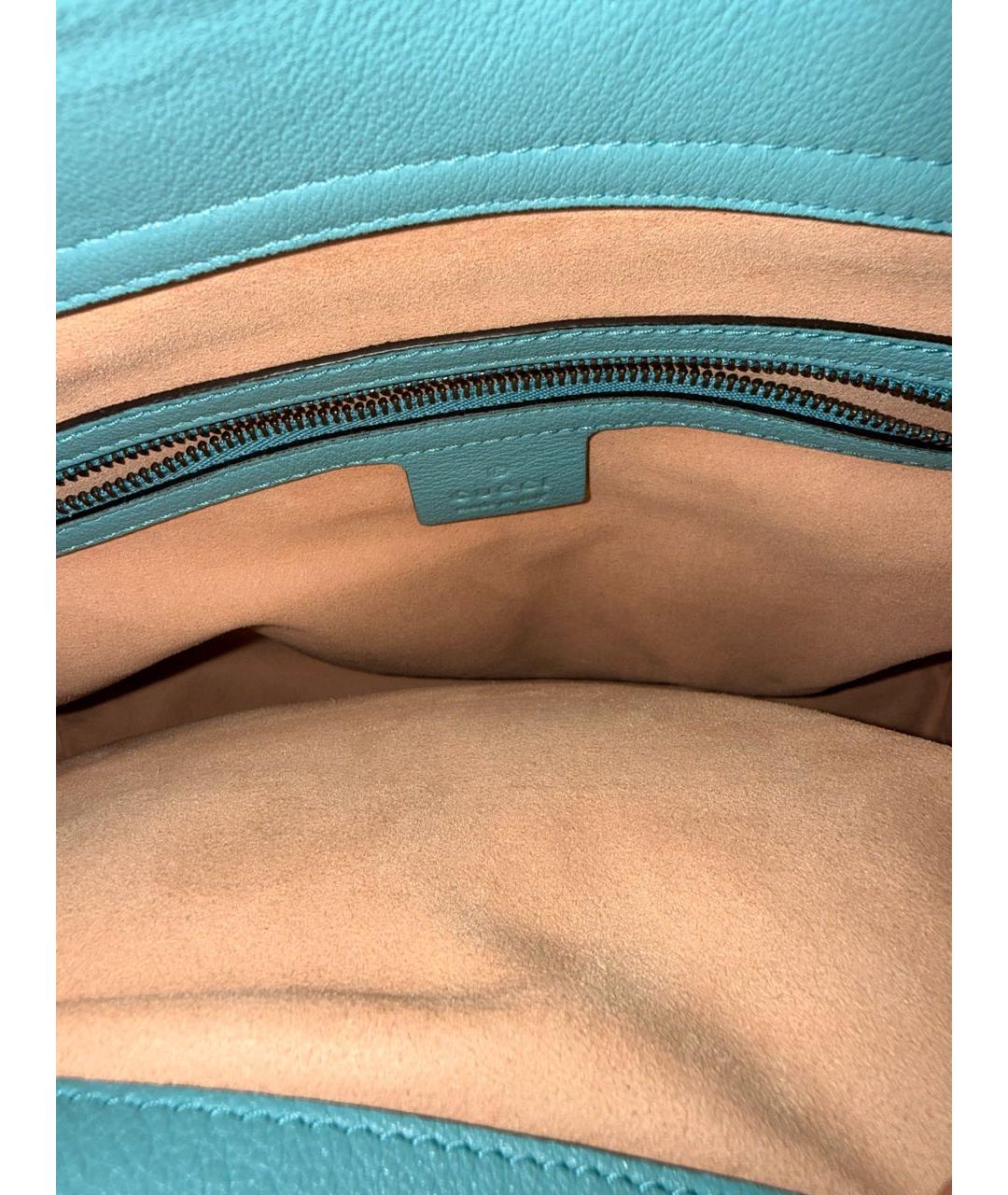 GUCCI Бирюзовая кожаная сумка с короткими ручками, фото 3