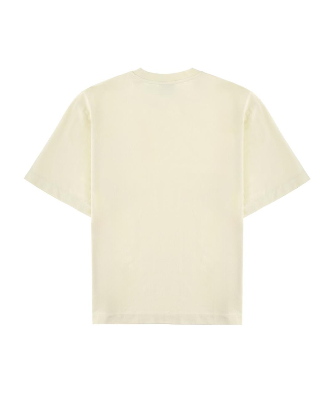 OFF-WHITE Желтая хлопковая футболка, фото 2