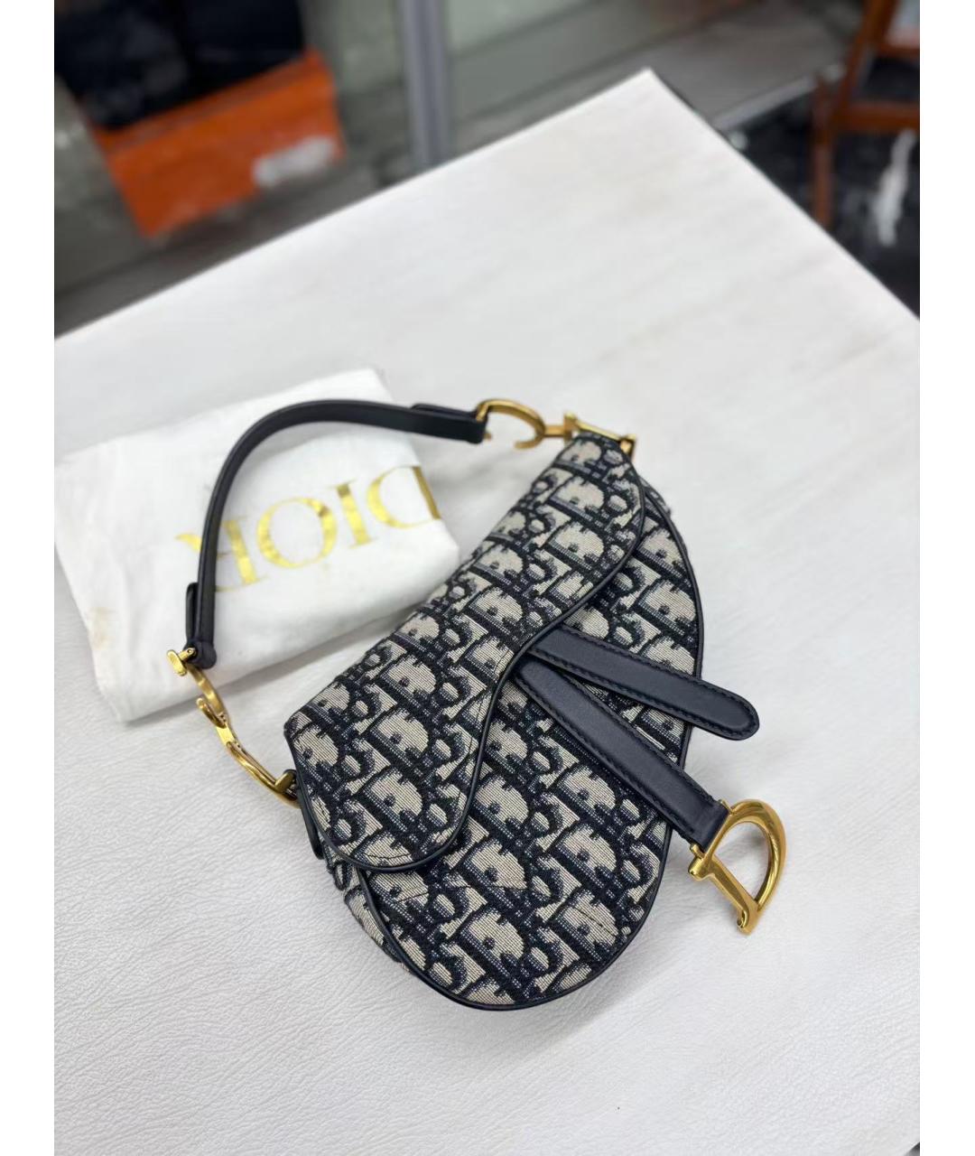 CHRISTIAN DIOR Темно-синяя жаккардовая сумка через плечо, фото 7