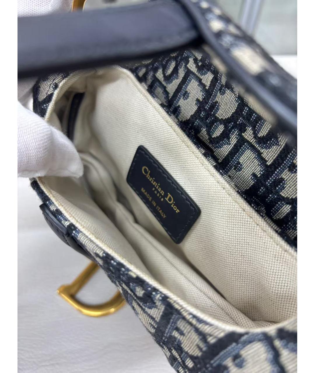 CHRISTIAN DIOR Темно-синяя жаккардовая сумка через плечо, фото 6