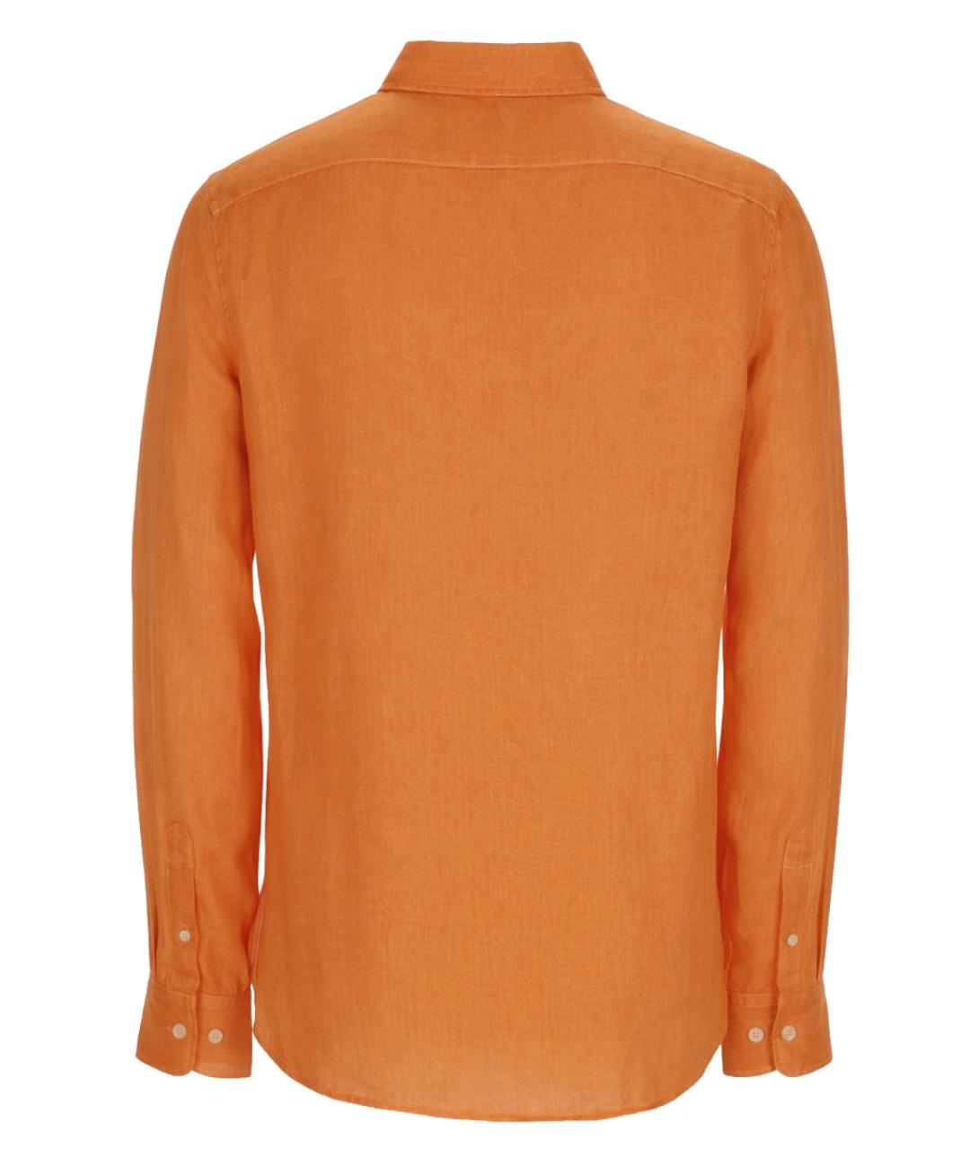 120% LINO Оранжевая льняная кэжуал рубашка, фото 2