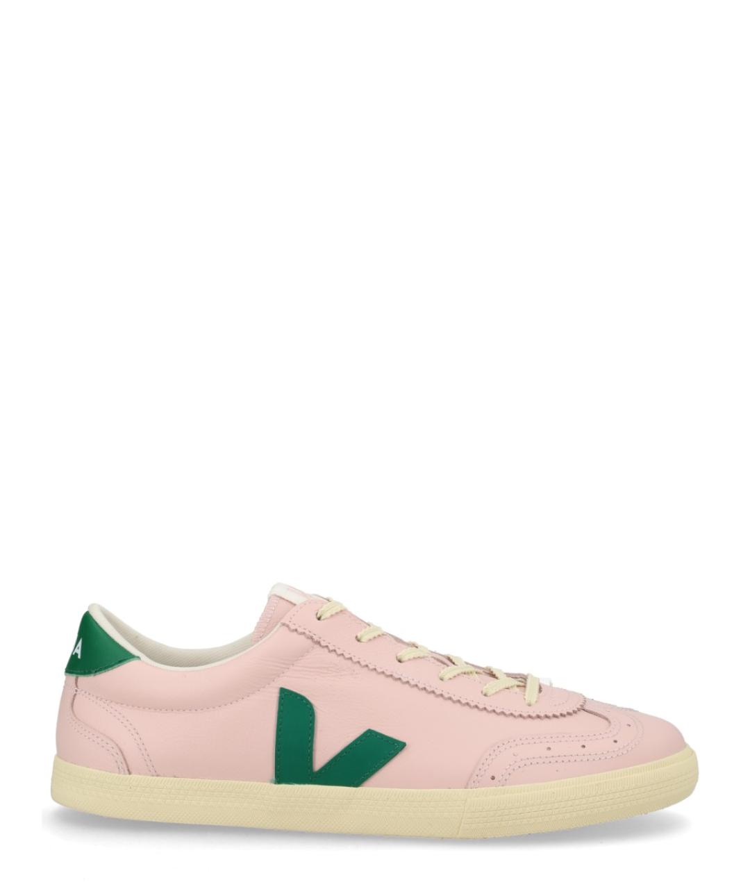 VEJA Розовые кожаные низкие кроссовки / кеды, фото 1
