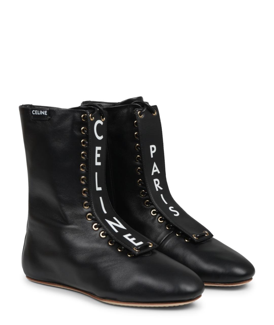 CELINE Черные кожаные ботинки, фото 2