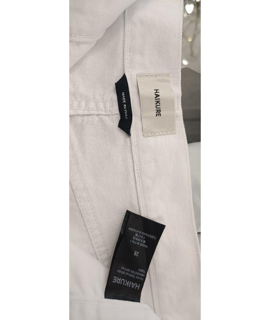 HAIKURE Белые хлопковые прямые джинсы, фото 3