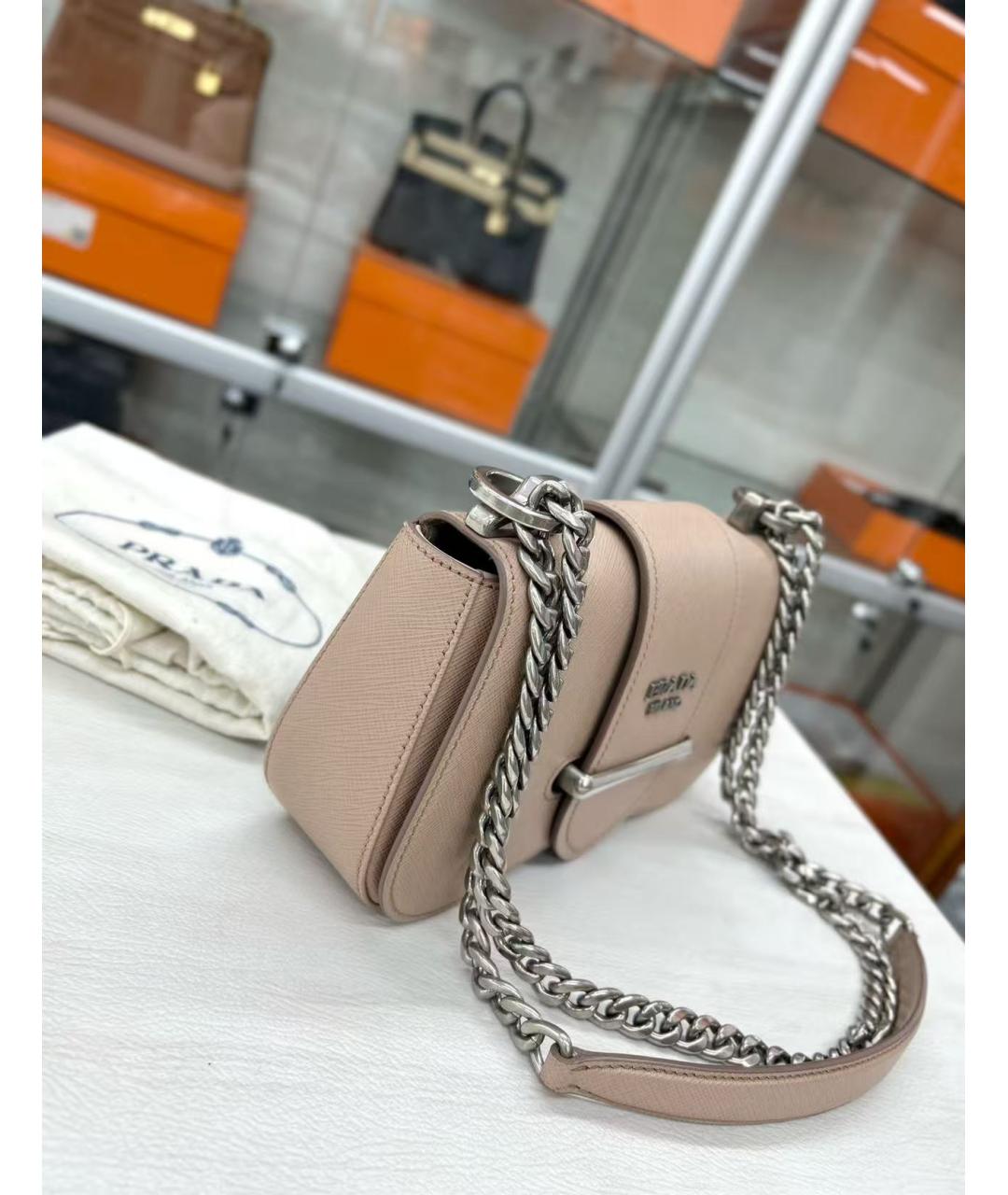 PRADA Бежевая кожаная сумка через плечо, фото 2
