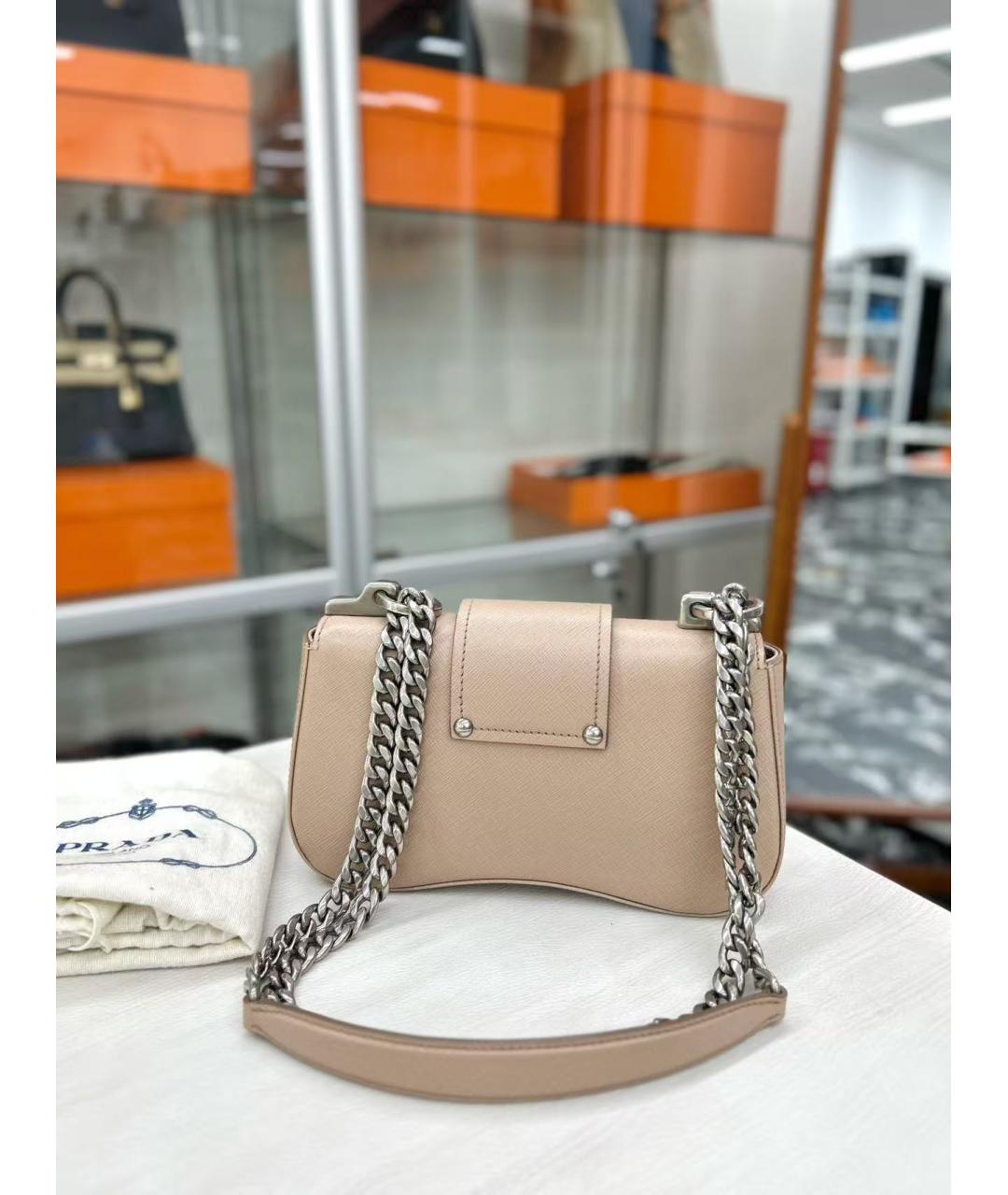 PRADA Бежевая кожаная сумка через плечо, фото 4