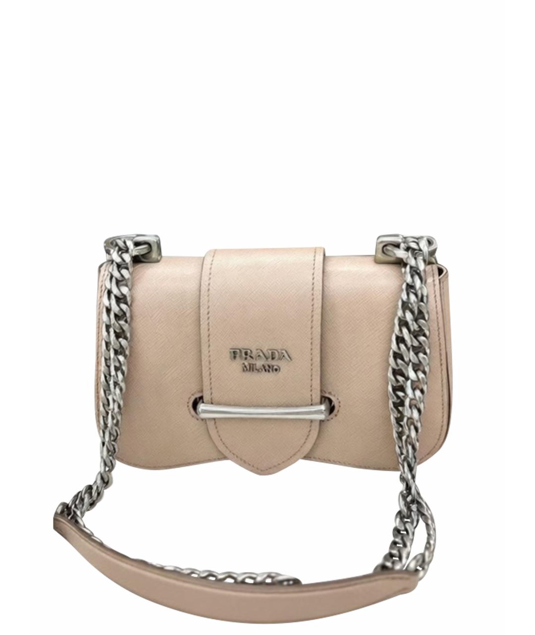 PRADA Бежевая кожаная сумка через плечо, фото 1