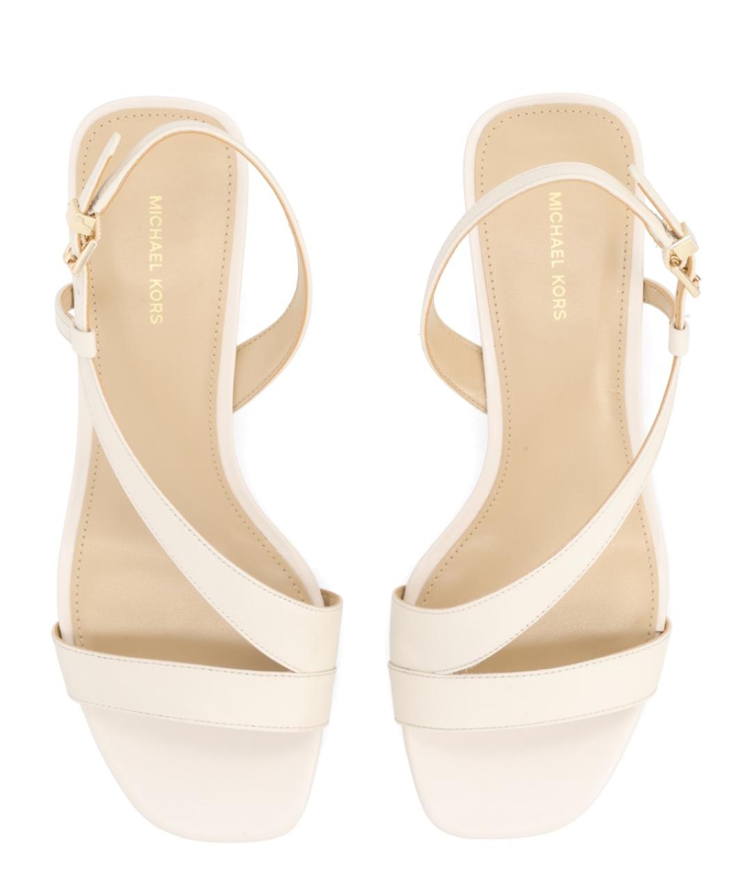 MICHAEL KORS Бежевые кожаные босоножки, фото 5