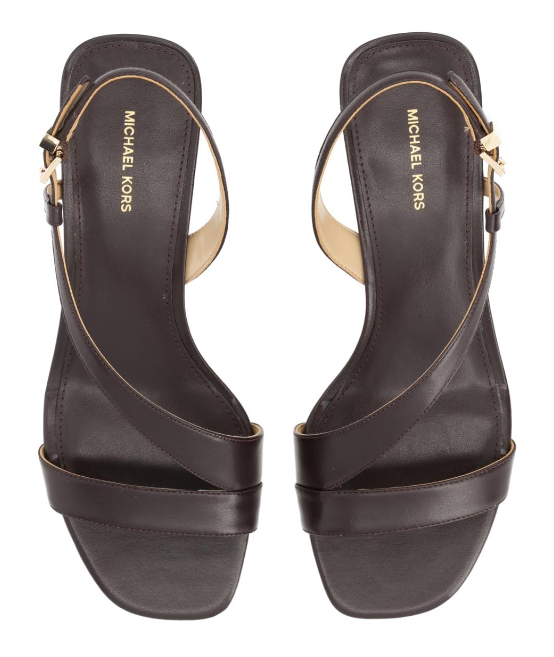 MICHAEL KORS Коричневые кожаные босоножки, фото 5