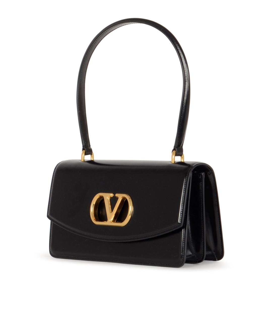 VALENTINO Черная кожаная сумка с короткими ручками, фото 2