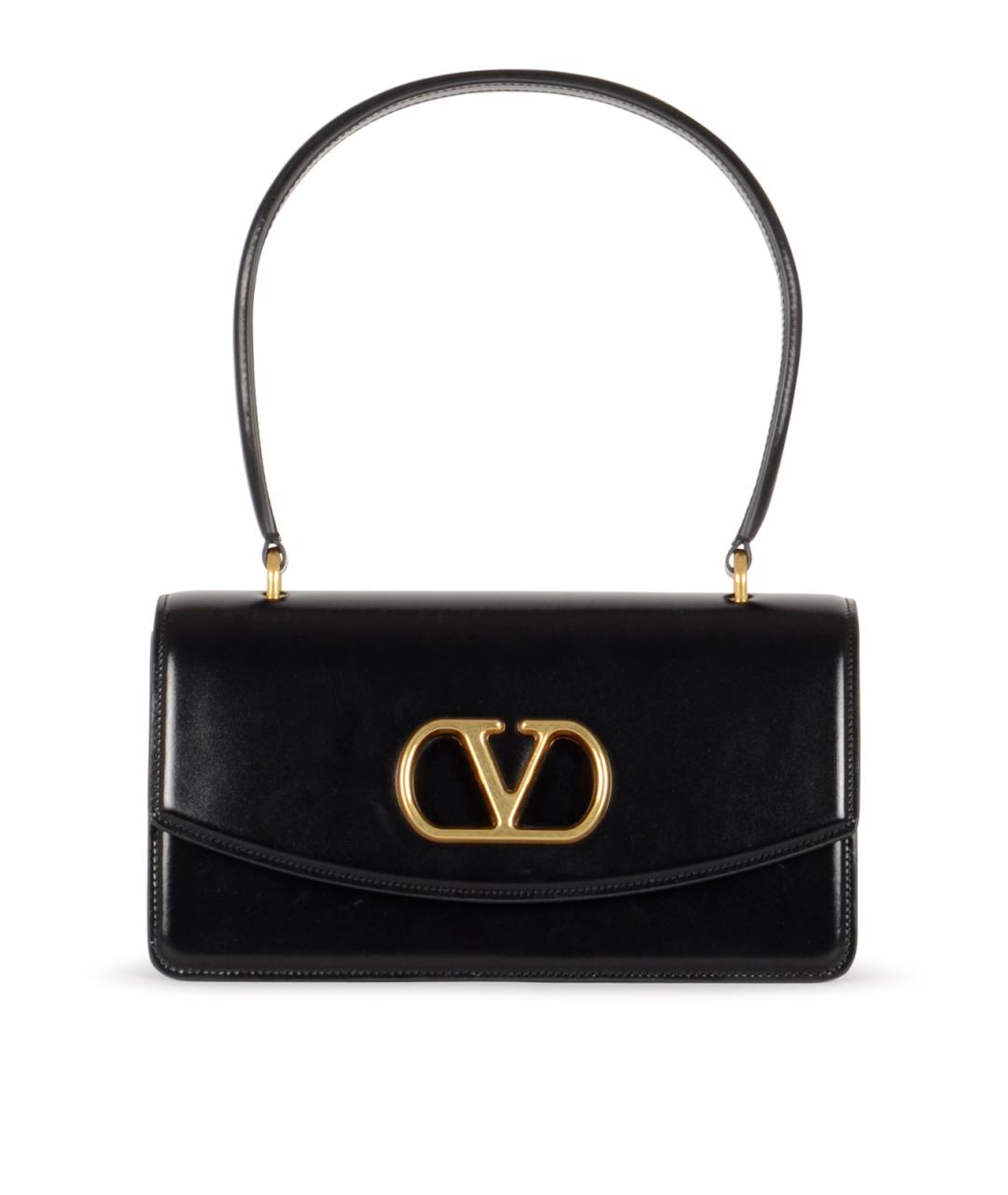 VALENTINO Черная кожаная сумка с короткими ручками, фото 1