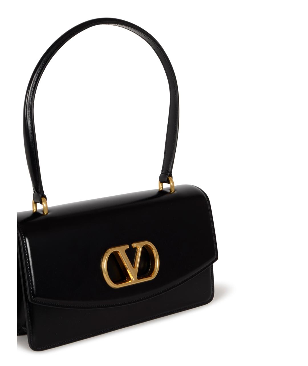 VALENTINO Черная кожаная сумка с короткими ручками, фото 4
