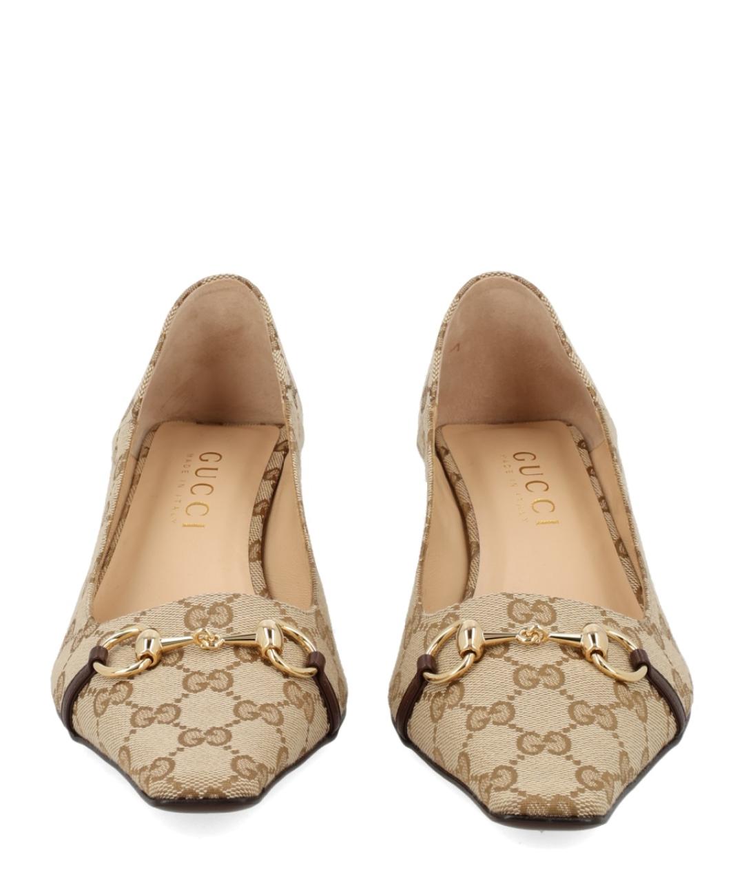 GUCCI Бежевые текстильные туфли, фото 3