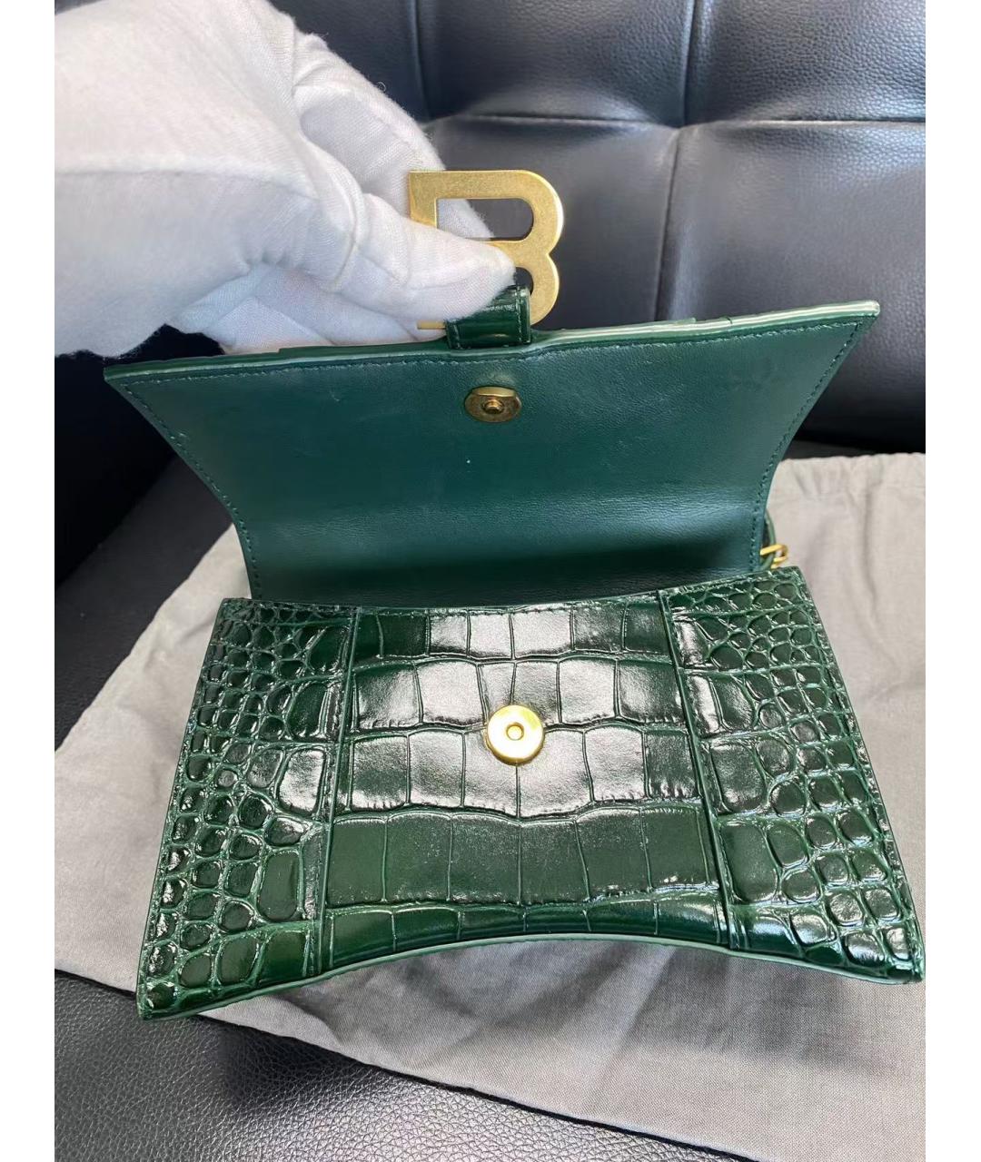 BALENCIAGA Зеленая кожаная сумка через плечо, фото 5