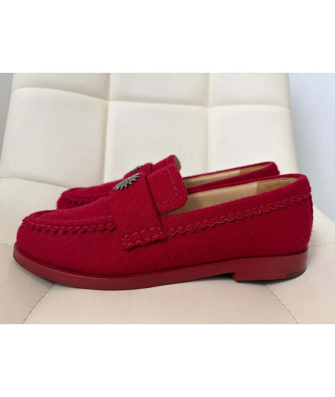 CHANEL Красные текстильные лоферы, фото 4