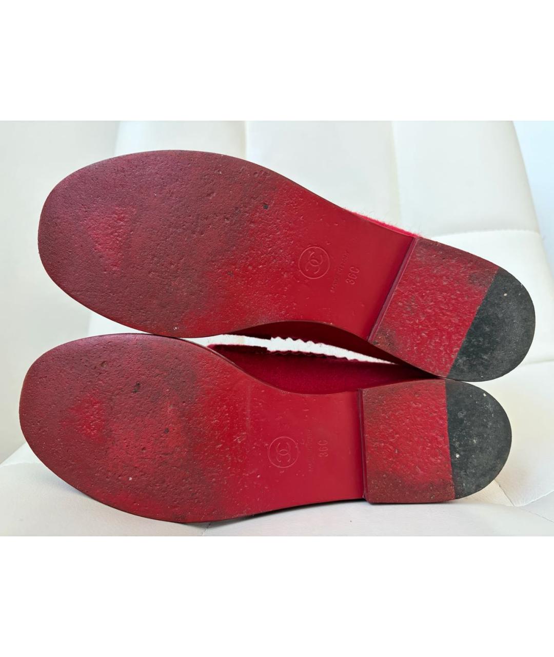 CHANEL Красные текстильные лоферы, фото 8