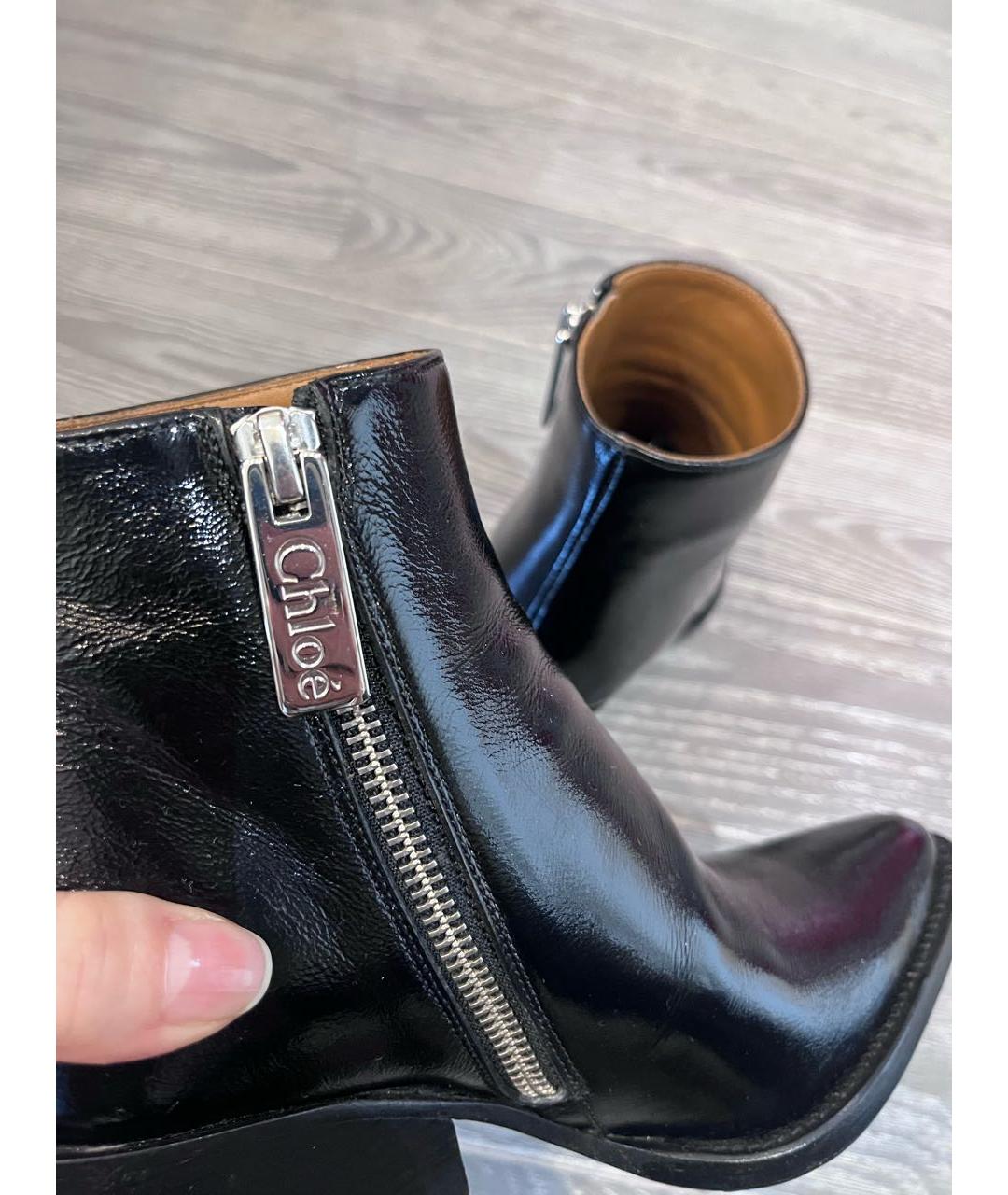 CHLOE Черные ботильоны из лакированной кожи, фото 6
