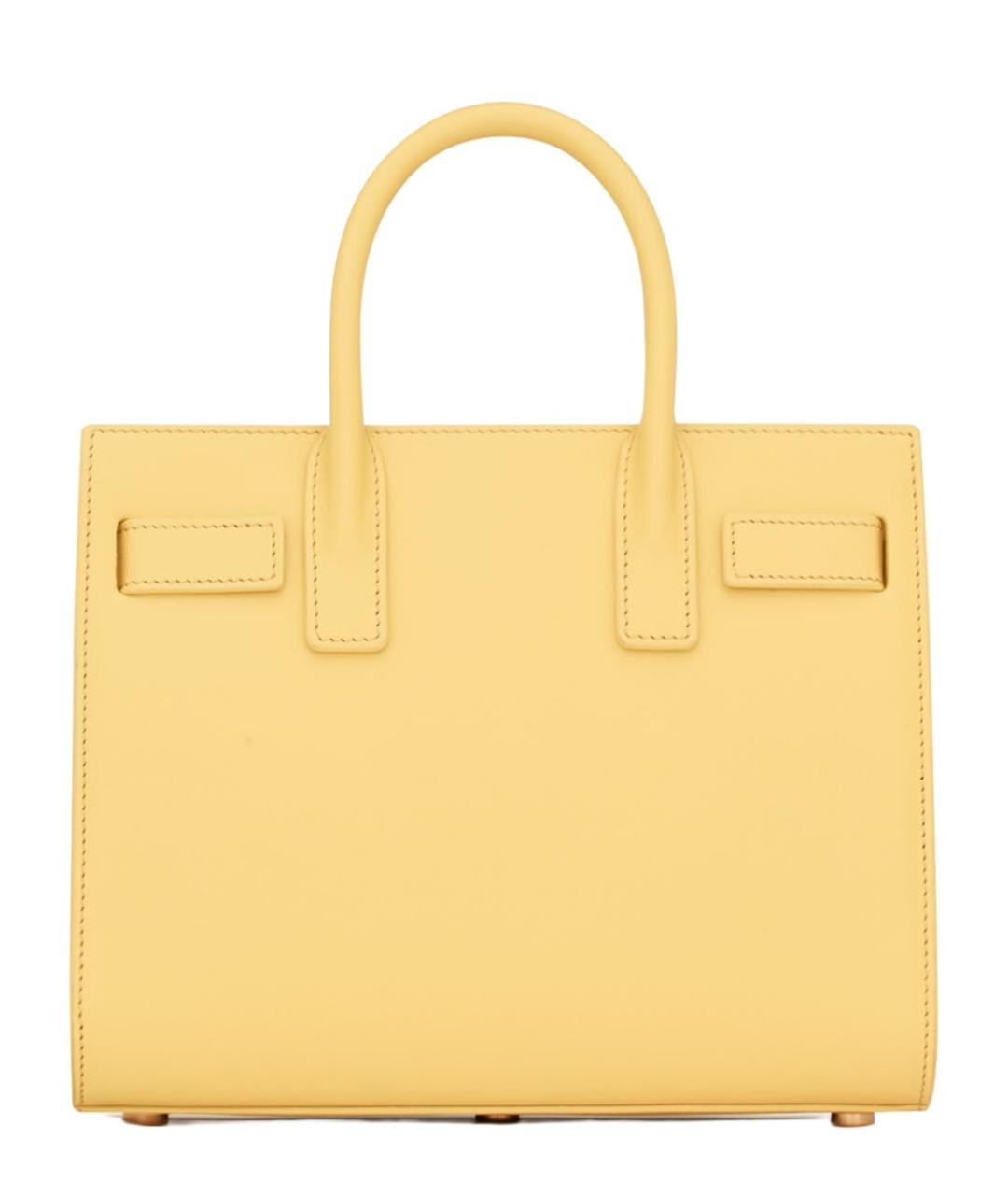 SAINT LAURENT Желтая кожаная сумка тоут, фото 2