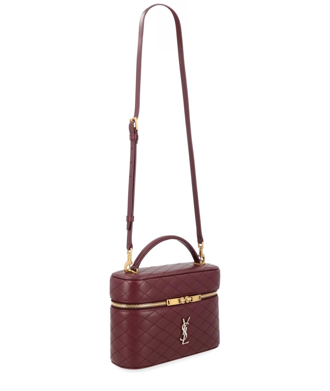 SAINT LAURENT Бордовая кожаная сумка через плечо, фото 3
