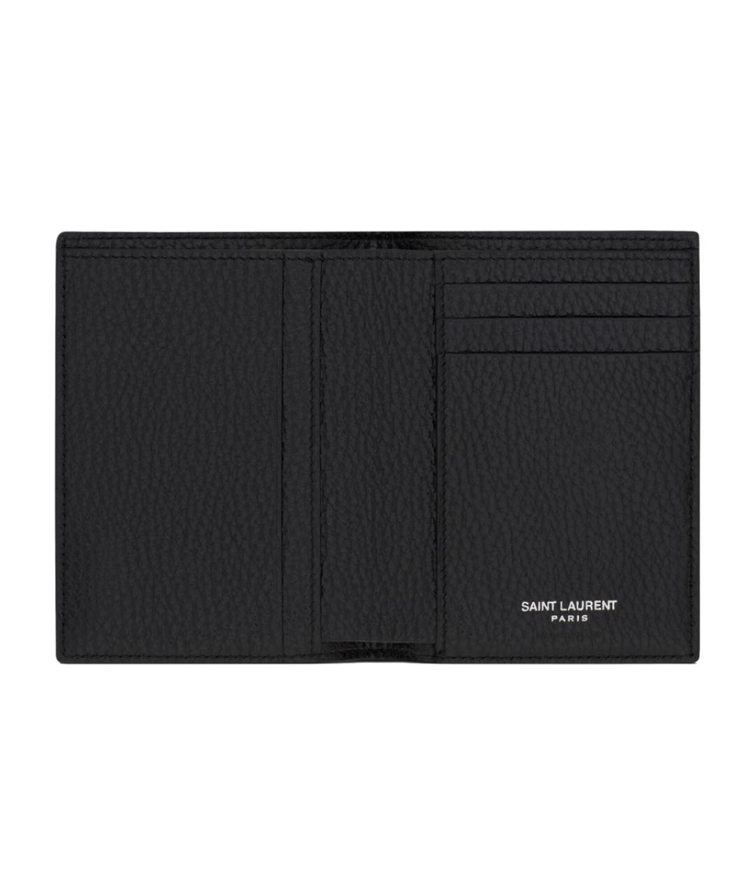 SAINT LAURENT Черный кожаный кошелек, фото 3